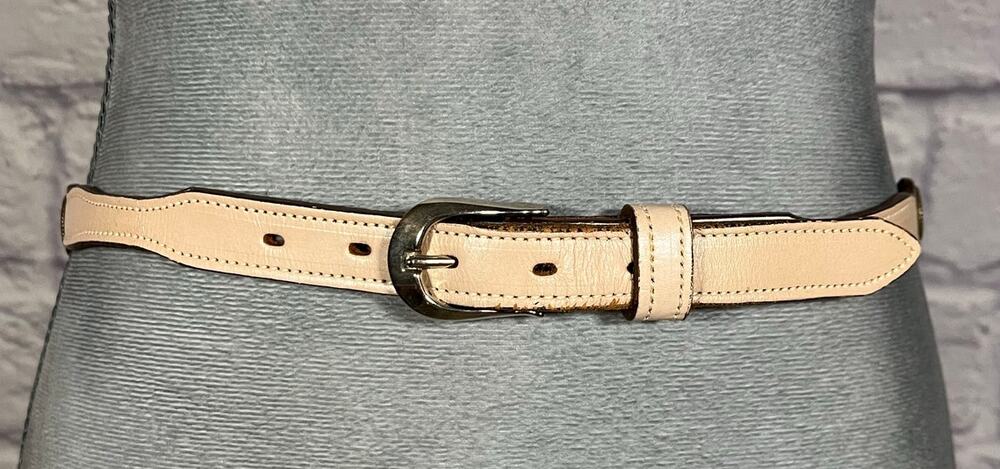 Vintage Circle Y  Thin Western/Cowgirl Style Leather Belt with Silver Conchos